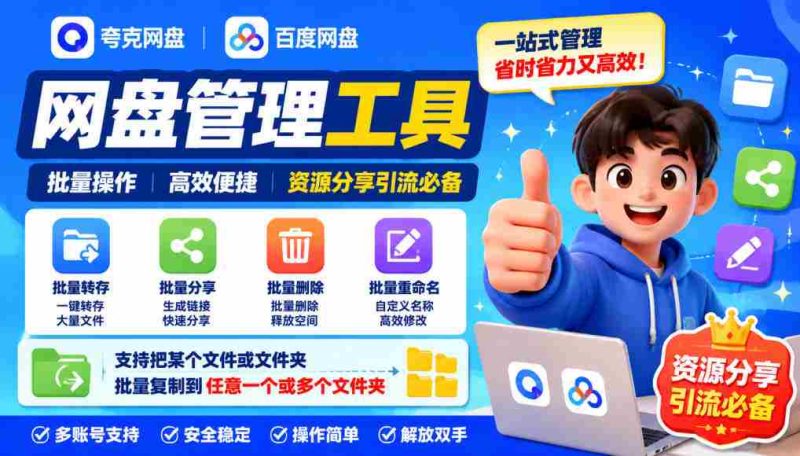AI赋能,夸克网盘轻松实现文件批量命名、迁移、分享及复制-一起发