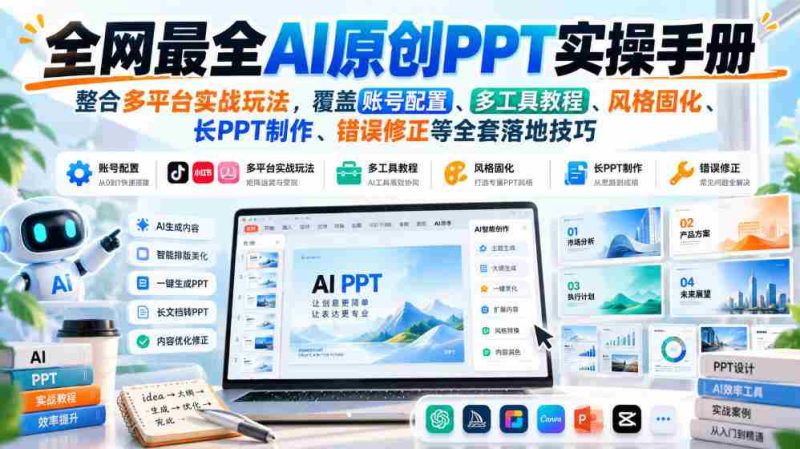 AI创意PPT制作大全:囊括各大平台实战攻略,揭秘账号设置、多工具运用、风格塑造、长PPT制作与故障排除等实用技巧-一起发