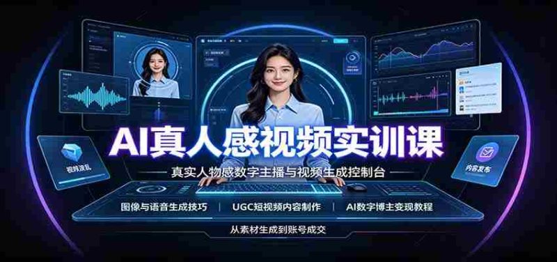 AI真人感视频实训课:图像语音生成,UGC内容制作,AI数字博主变现教程-一起发