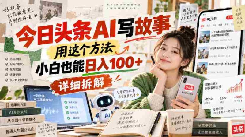 今日头条AI写故事,用这个方法,小白也能日入100+,详细拆解-一起发
