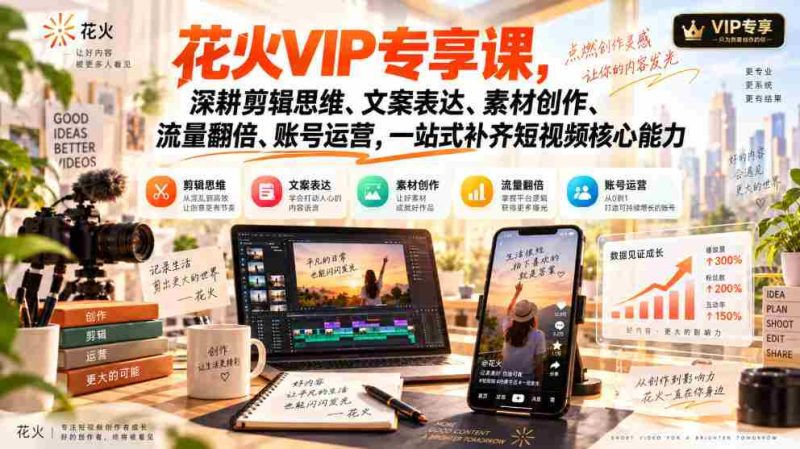 独家VIP课程:全方位提升短视频剪辑、文案、创作与运营,助你流量翻倍,一课掌握核心技能-一起发