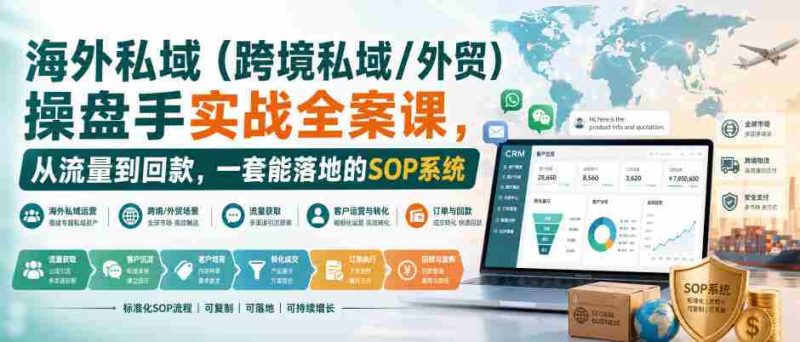 海外私域(跨境私域/外贸)操盘手实战全案课,从流量到回款,一套能落地的SOP系统-一起发