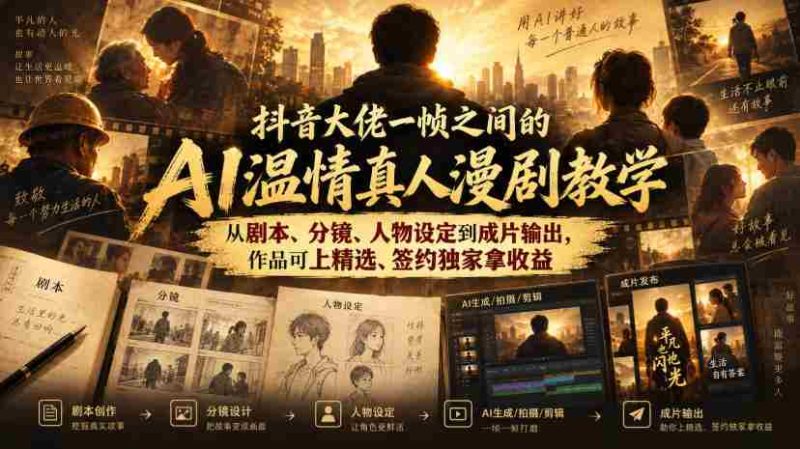 揭秘抖音神作:AI助力真人动画制作全过程,剧本到成品,轻松签约收益!-一起发