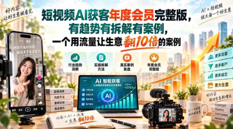 揭秘短视频AI引流秘籍：年度会员全攻略，趋势解析+实战拆解，教你流量变现，生意增长十倍实操案例！-一起发