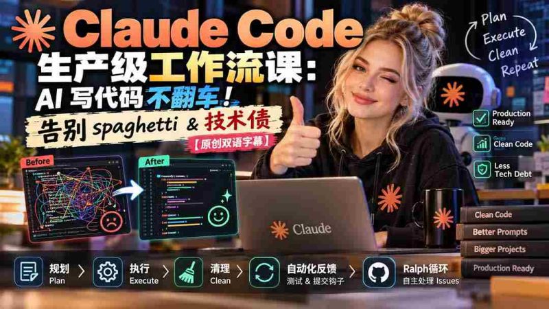 AI编程无故障指南:Claude Code打造高效工作流,告别乱麻代码与技术债务【独家中英字幕-一起发