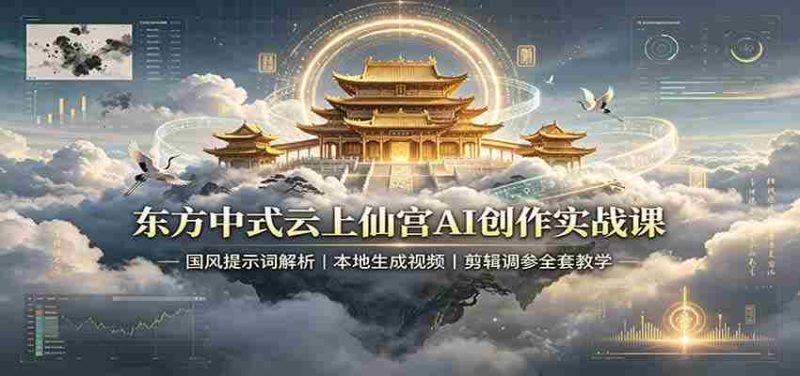 东方中式云上仙宫AI创作实战课:国风提示词解析,本地生成视频,剪辑调参全套教学-一起发