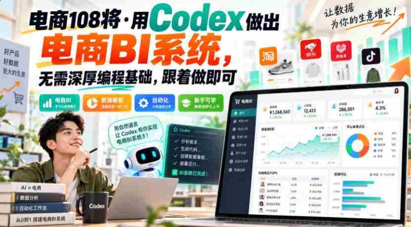 电商新锐108人:轻松打造电商数据分析系统,无需编程难题,一学即会-一起发