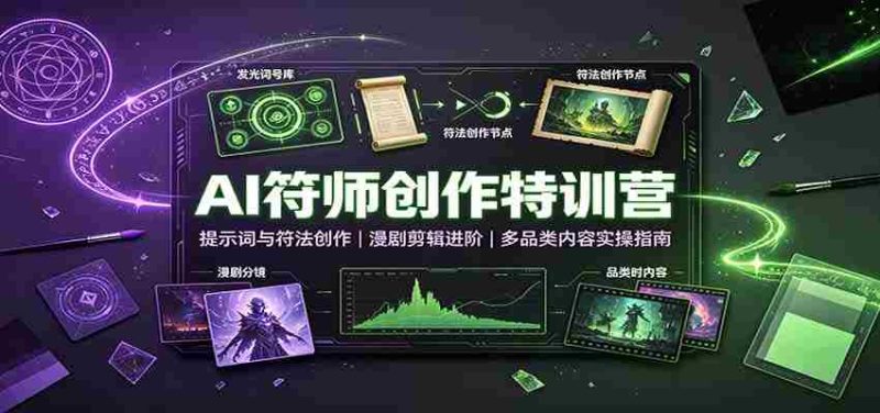 AI符师创作特训营:提示词与符法创作,漫剧剪辑进阶,多品类内容实操指南-一起发