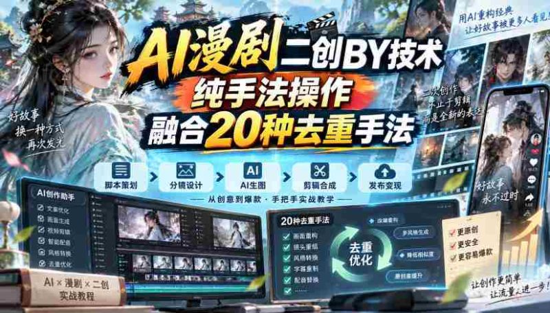 揭秘AI技术与20重去重秘籍：漫剧二创搬运的纯手法之道-一起发
