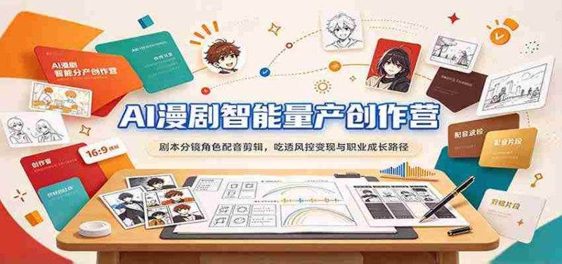 AI驱动漫剧制作大师班:剧本编写、分镜设计、角色配音、剪辑技巧,全面解析风险控制、盈利模式与职业发展之道-一起发