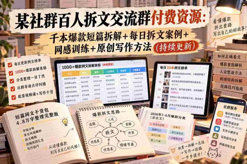 独家社群：千人互动拆文大家庭，解锁千篇爆款短文秘籍，日日案例分享，强化网感，掌握原创写作技巧（不断升级）-一起发