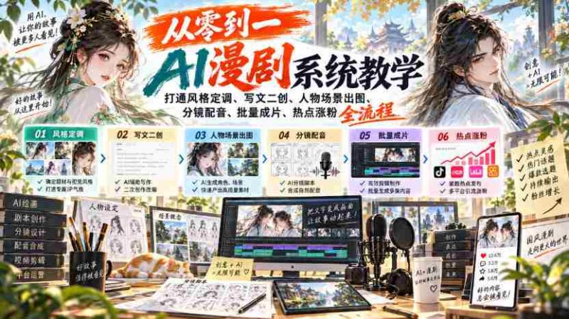 探索AI助手的神奇之旅:零基础打造个人漫剧,涵盖风格塑造、剧本创作、角色场景绘制、镜头剪辑、配音制作及热门话题引流全攻略-一起发