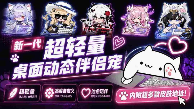 (20293期)开源免费用!新一代超轻量桌面动态伴侣宠,体验更美观,更丝滑,内附超多款皮肤地址,BongoCat-一起发