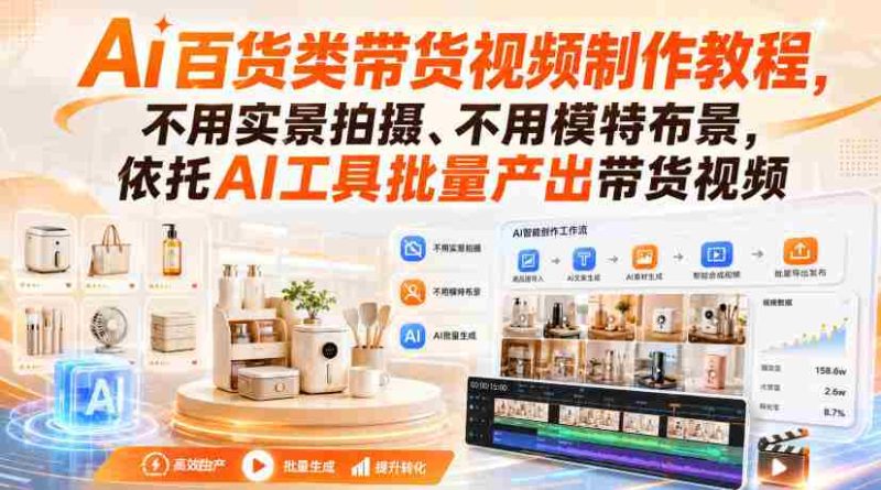 Ai百货类带货视频制作教程,不用实景拍摄、不用模特布景,依托AI工具批量产出带货视频-一起发