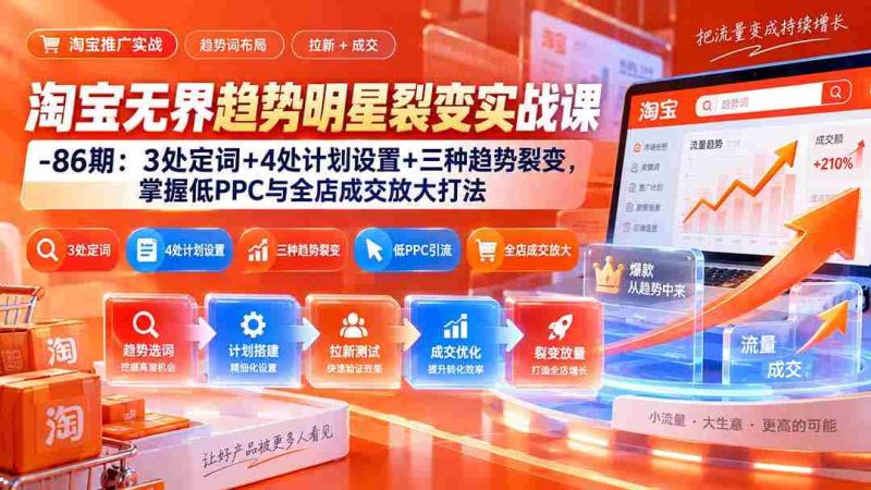 (20320期)淘宝无界趋势明星裂变实战课-86期:3处定词+4处计划设置+三种趋势裂变,掌握低PPC与全店成交放大打法-一起发