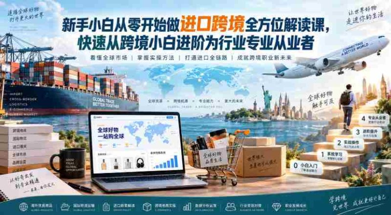 新手小白从零开始做进口跨境全方位解读课,快速从跨境小白进阶为行业专业从业者-一起发