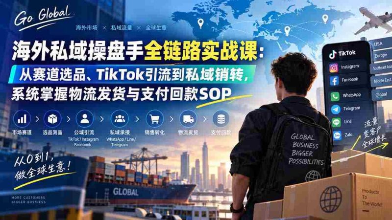 (20255期)海外私域操盘手全链路实战课:从赛道选品、TikTok引流到私域销转,系统掌握物流发货与支付回款SOP-一起发