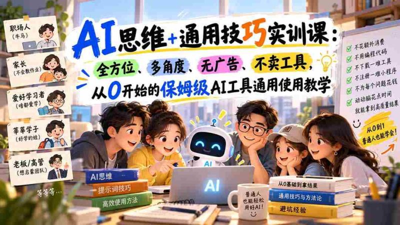 从零基础入门,AI工具全面实操:无广告植入,通用技巧深度解析,全方位学习体验-一起发