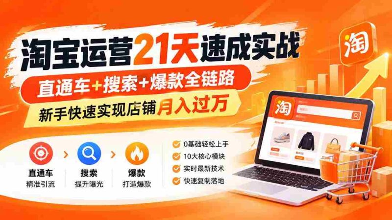 (20125期)淘宝运营21天速成实战(更新8月),直通车+搜索+爆款全链路,新手快速实现店铺月入过万-一起发
