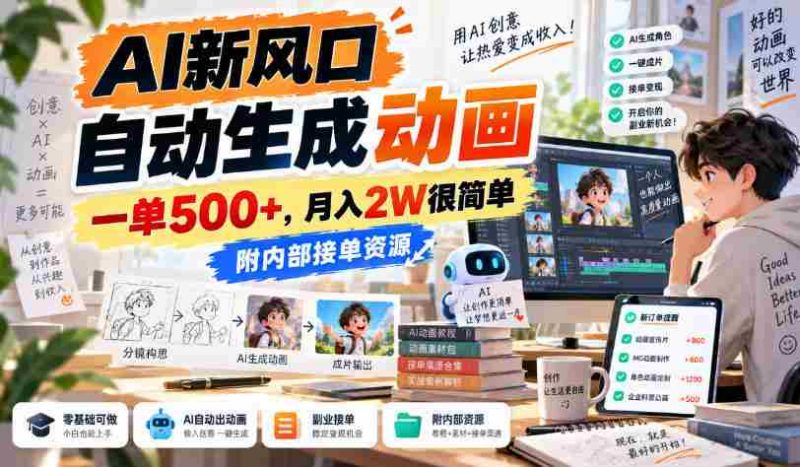 探索AI动画生成前沿,单笔收益过五千,月薪两万不再是梦,独家接单渠道大揭秘!-一起发