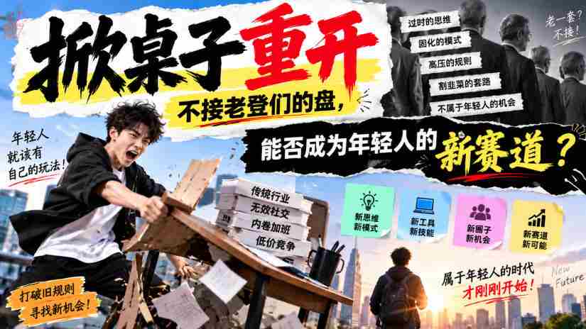 年轻人新选择？拒绝老套路，付费文章探讨“掀桌重开”是否可行？-一起发