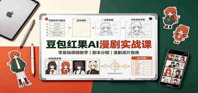 豆包红果AI漫剧实战课:零基础保姆教学,剧本分镜,漫剧成片指南-一起发