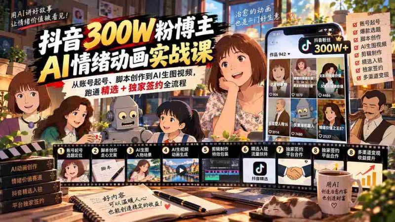 抖音百万粉丝达人揭秘:AI情绪动画制作全攻略,涵盖账号运营、剧本编写及AI生成视频,解锁精选内容与独家签约之道-一起发