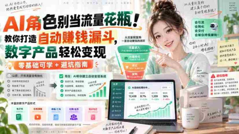AI角色别当流量花瓶!教你打造自动賺钱漏斗,数字产品轻松变现(零基础可学+避坑指南)【原创双语字幕】-一起发