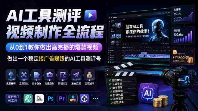 从零开始打造爆款AI测评视频,掌握全流程,轻松实现高完播率,开启广告收益之旅-一起发