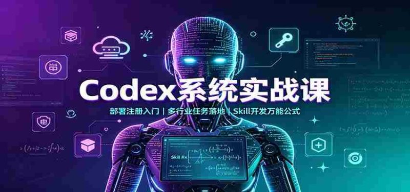 Codex系统实战课:部署注册入门,多行业任务落地,Skill开发万能公式-一起发