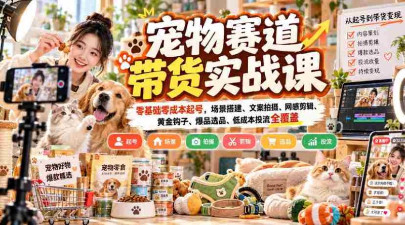 零成本开启宠物销售之旅:实战课程揭秘,从场景布局到爆款打造全攻略-一起发