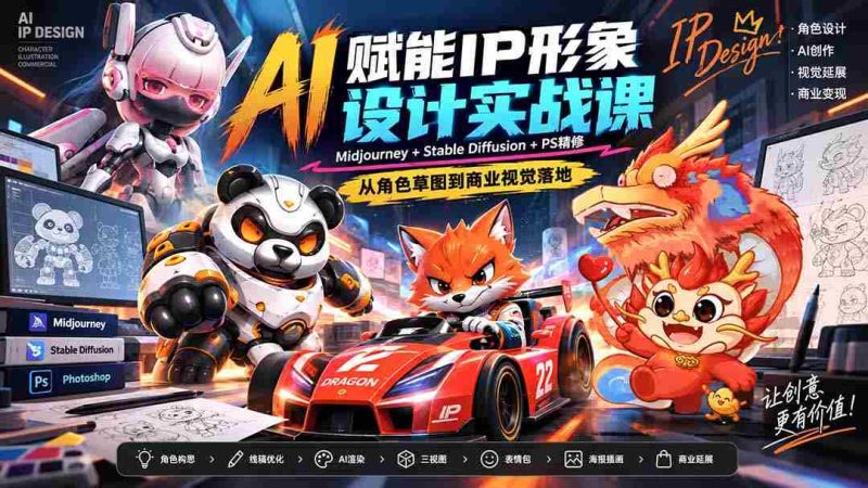 探索AI助力下的IP形象设计技巧:零水印教学,掌握Midjourney、Stable Diffusion与PS的完美融合-一起发