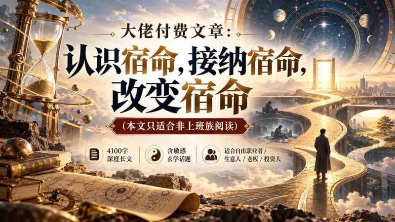 独家揭秘】宿命的奥秘：领悟、拥抱与重塑，非上班族必读的付费文章-一起发