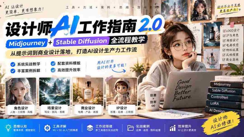 AI赋能设计艺术:设计师进阶宝典2.0 无损版课程》——思维与实操结合,释放设计潜能-一起发