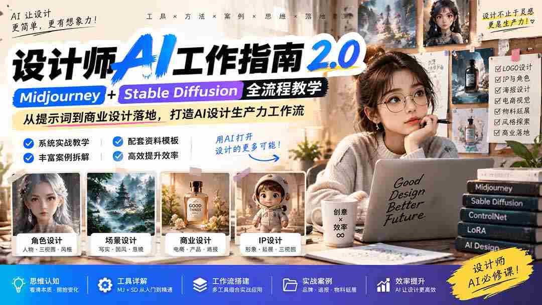 AI赋能设计艺术：设计师进阶宝典2.0 无损版课程》——思维与实操结合，释放设计潜能-一起发