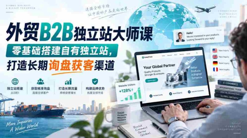 外贸B2B站点搭建高手班,从零起步创建个人独立平台,构建持久询盘客户来源之道-一起发