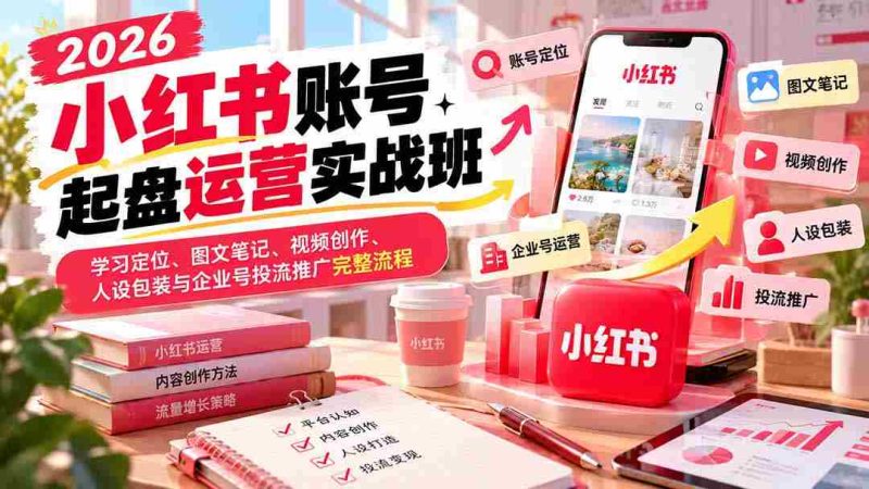 2026年小红书实战训练营:从账号搭建到内容运营,全面解锁图文、视频制作与品牌推广之道-一起发