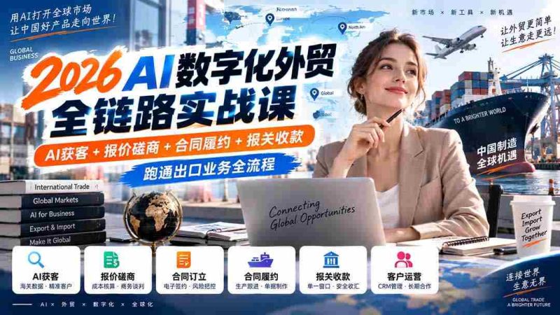 2026AI赋能外贸数字化实操培训:从AI获客到报关收款,一网打尽出口业务全环节-一起发