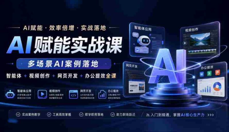 AI赋能实战课,多场景AI案例落地,智能体+视频创作+网页开发+办公提效全课-一起发
