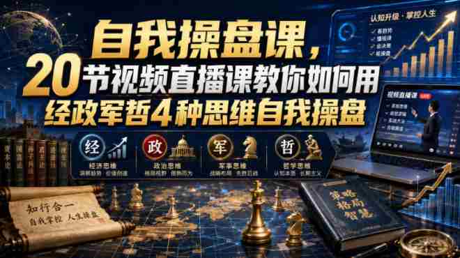 全新解锁】20节实战直播课,经政军哲四维视角,教你无水印自我操盘术(0924更新)-一起发