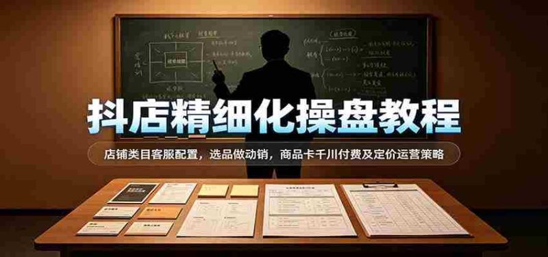 抖店精细化操盘教程:店铺类目客服配置,选品做动销,商品卡千川付费及定价运营策略-一起发