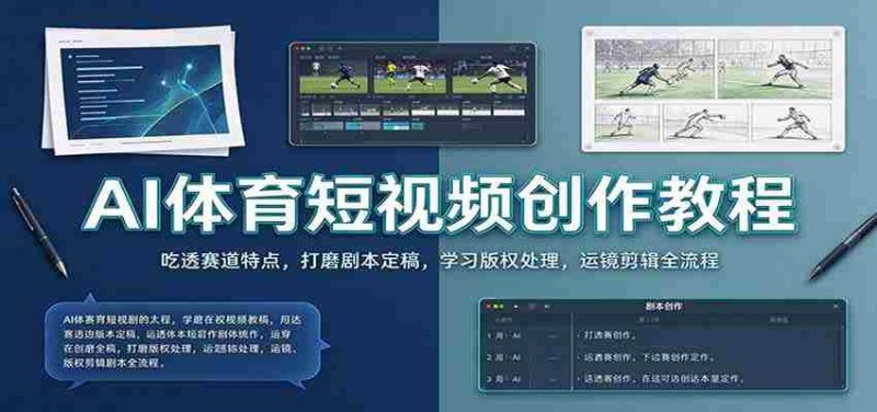 AI体育短视频创作教程:吃透赛道特点,打磨剧本定稿,学习版权处理,运镜剪辑全流程-一起发