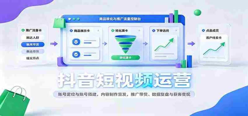 揭秘抖音运营之道:精准定位搭建账号,创意内容制作与推广,带货技巧解析及数据复盘变现攻略-一起发