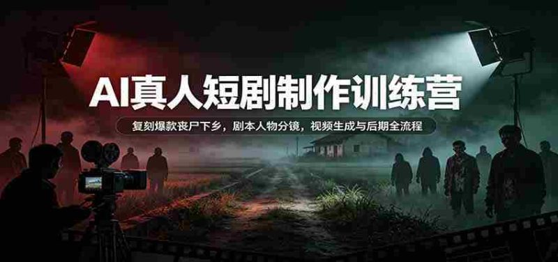 AI真人短剧制作训练营:复刻爆款丧尸下乡,剧本人物分镜,视频生成与后期全流程-一起发