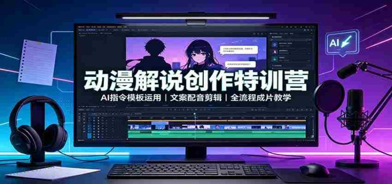 动漫解说创作特训营:AI指令模板运用,文案配音剪辑,全流程成片教学-一起发