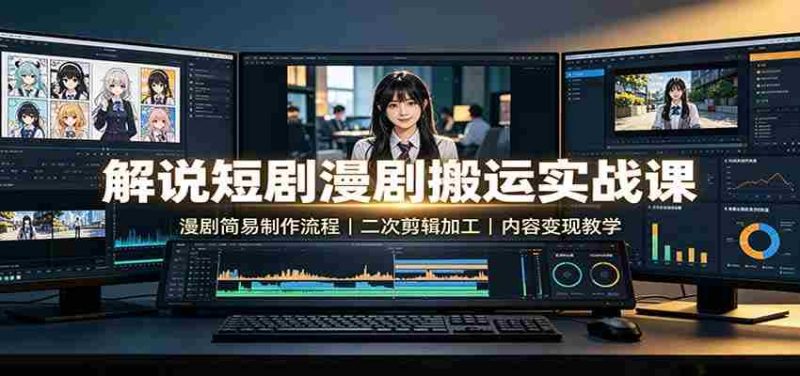 解说短剧漫剧搬运实战课：漫剧简易制作流程，二次剪辑加工，内容变现教学-一起发