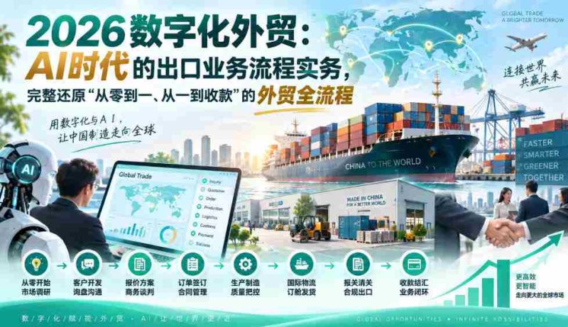 2026外贸数字化转型:AI浪潮下的出口交易实操,揭秘“零起点到盈利”的完整外贸路径-一起发