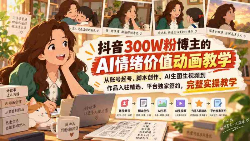 揭秘抖音百万粉丝大V的AI情绪动画攻略:从账号孵化到独家签约,全方位实操教程!-一起发
