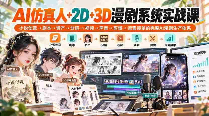 零水印】人工智能打造仿真人，2D与3D动画一网打尽，从小说灵感到运营接单，全链路AI漫剧制作流程深度教学-一起发