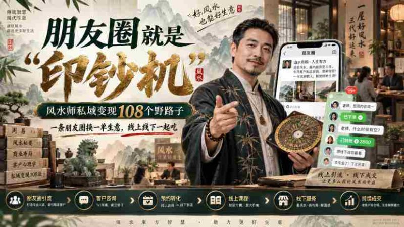 朋友圈就是“印钞机”,风水师私域变现108个野路子,一条朋友圈换一单生意,线上线下一起吃【文档】-一起发